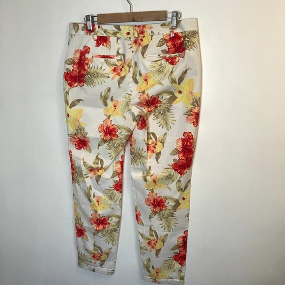 Talbots 10 / Large The Weekend Chino Ankle Pants Floral Mid Rise Straight - Picture 6 of 10